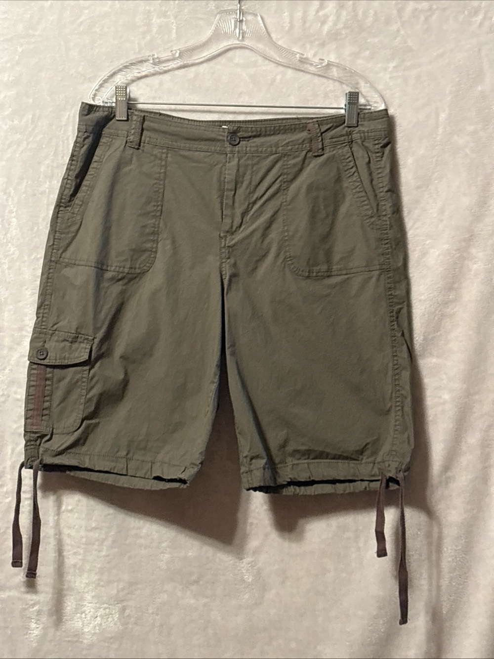 St. John's Bay Olive Cargo Shorts with Drawstring Hems